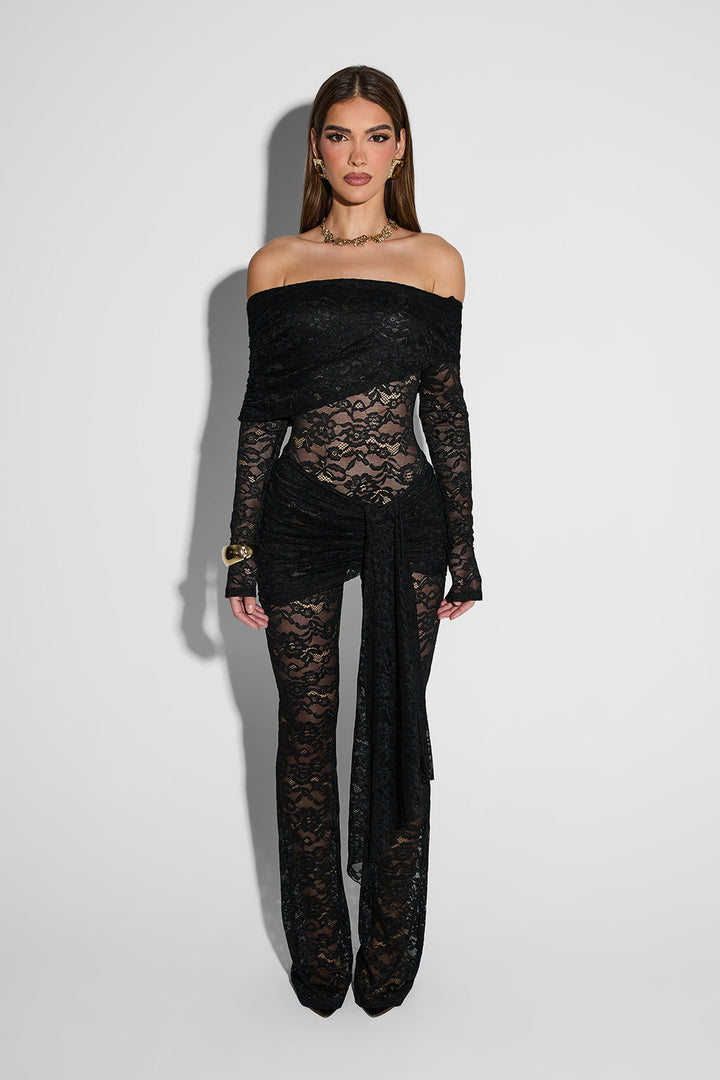 Black Velora Lace Jumpsuit