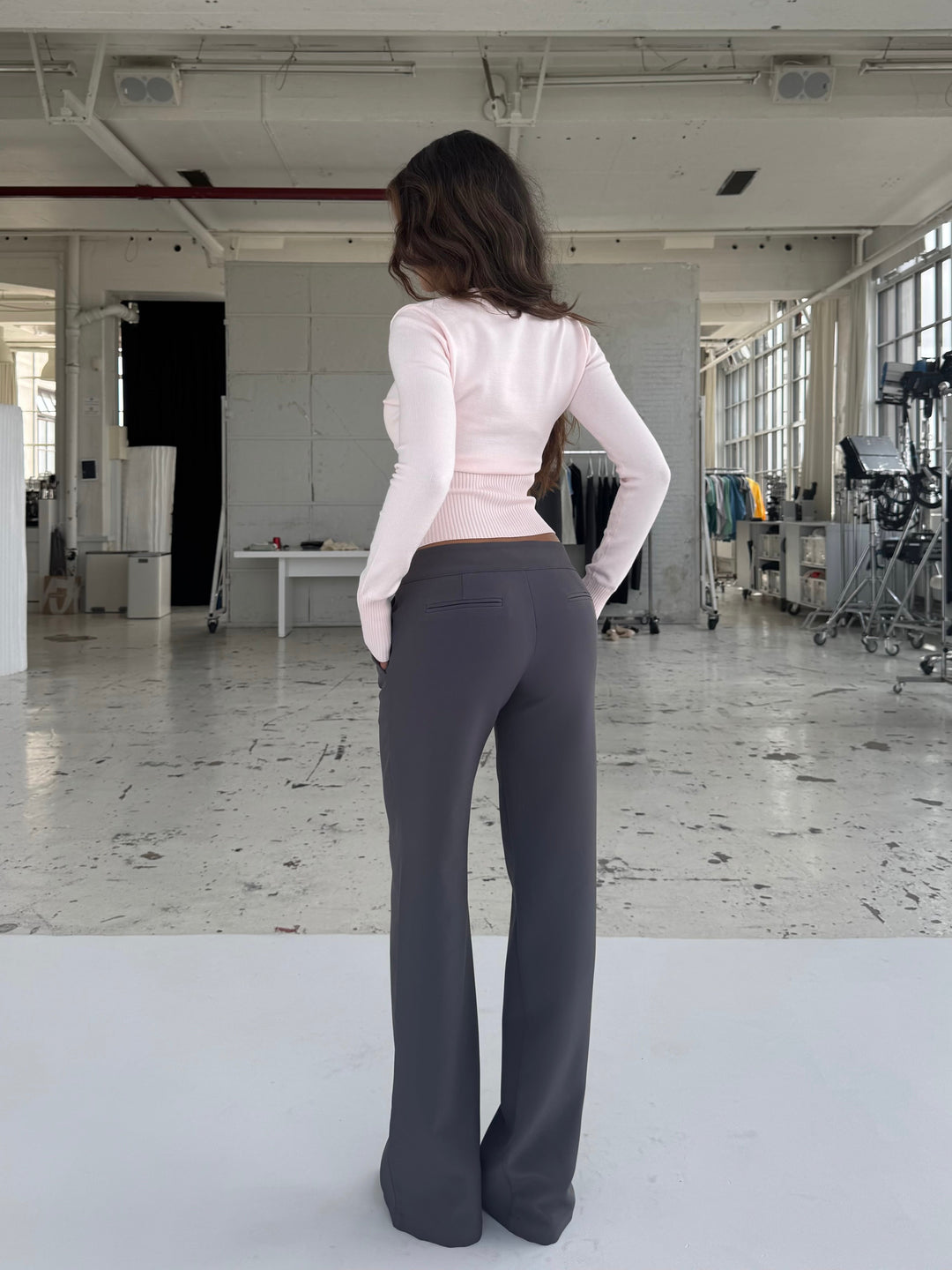 Buckle low waist trousers - dark grey