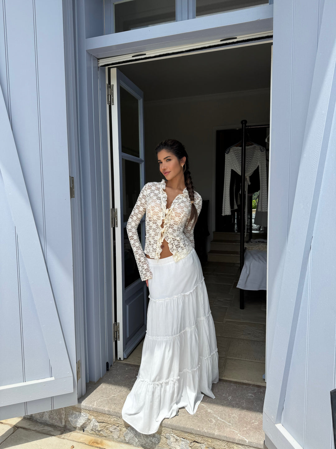 Thalia Trim lace top - cream