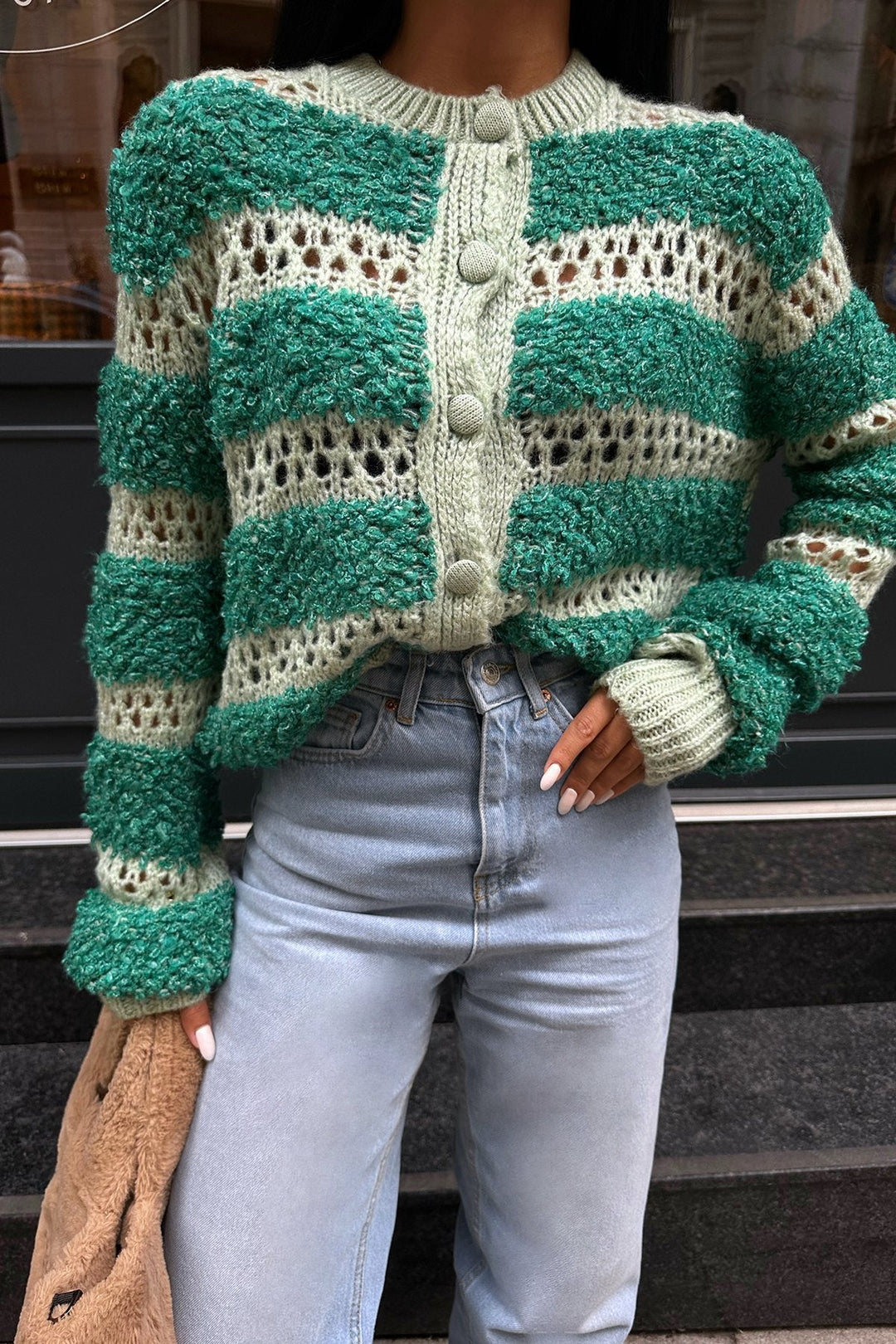 Fernlane Textured Stripe Cardigan