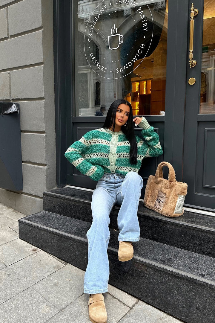 Fernlane Textured Stripe Cardigan