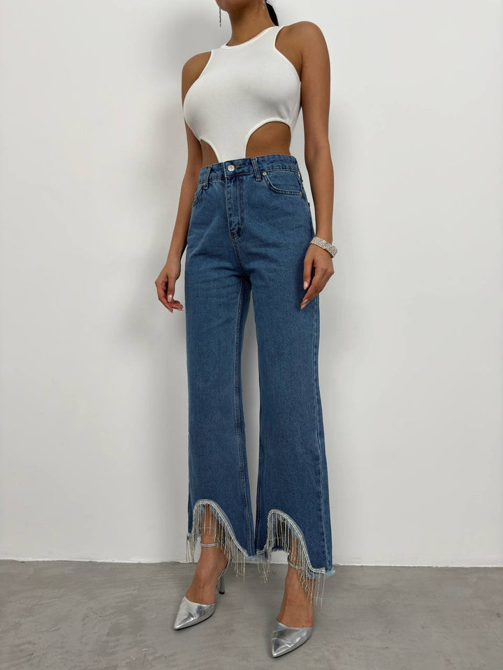 Soirée Beaded Hem Jeans