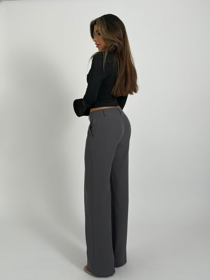 Vera Wide low waist trousers - dark grey