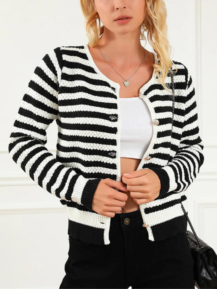 Always Elegant Wide Striped Cardigan