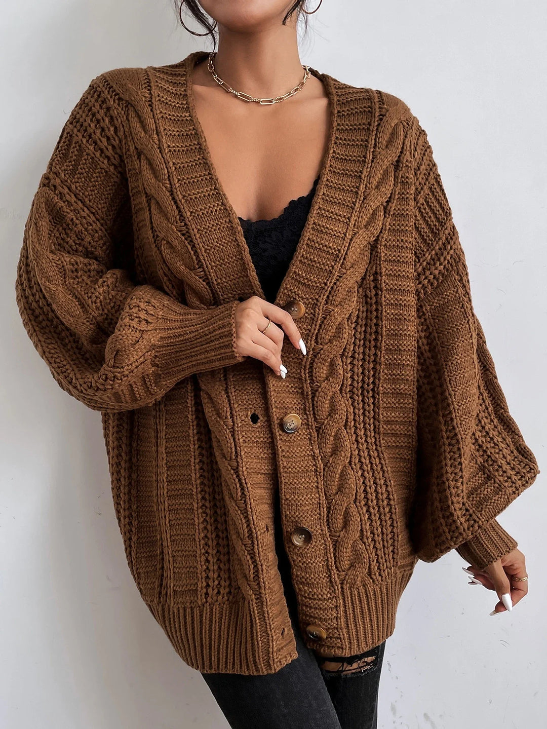 Hearthside Cable Knit Slouch Cardigan
