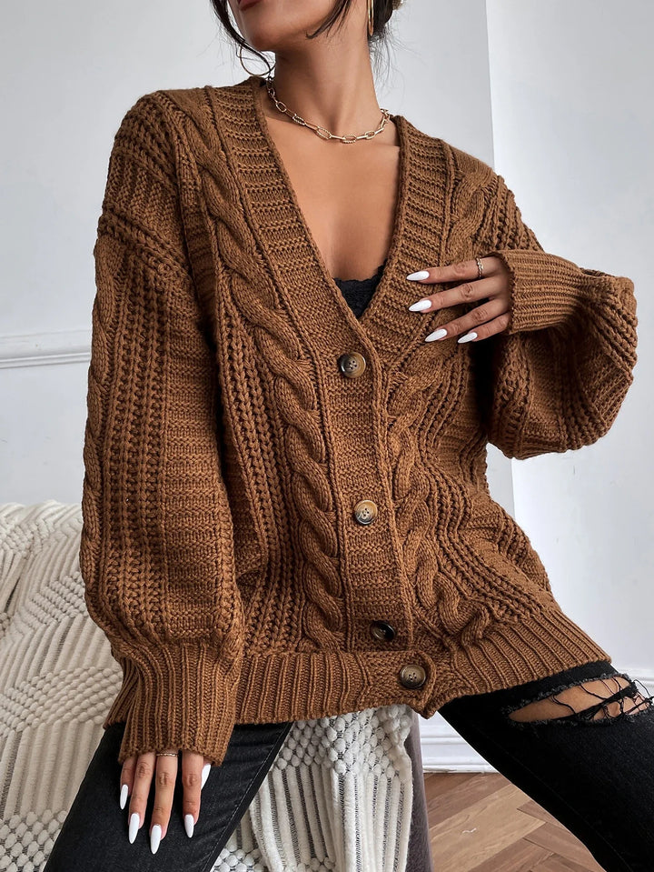 Hearthside Cable Knit Slouch Cardigan