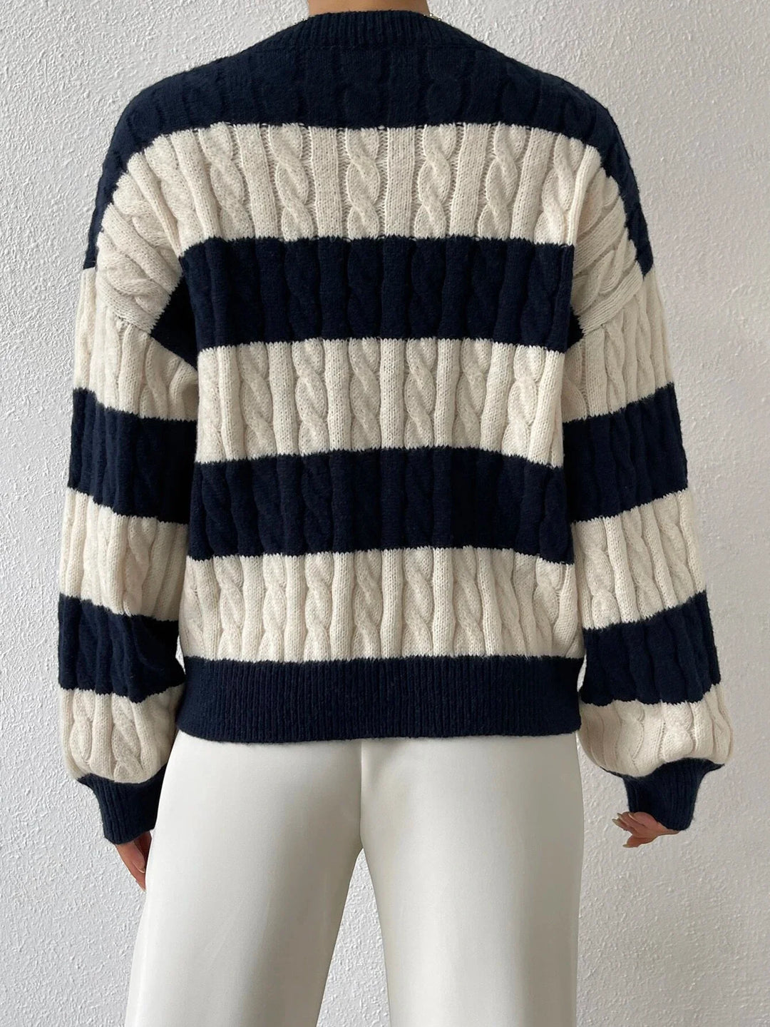 Varsity Lines Cable Knit Jumper