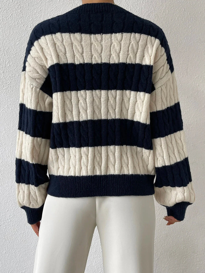 Varsity Lines Cable Knit Jumper