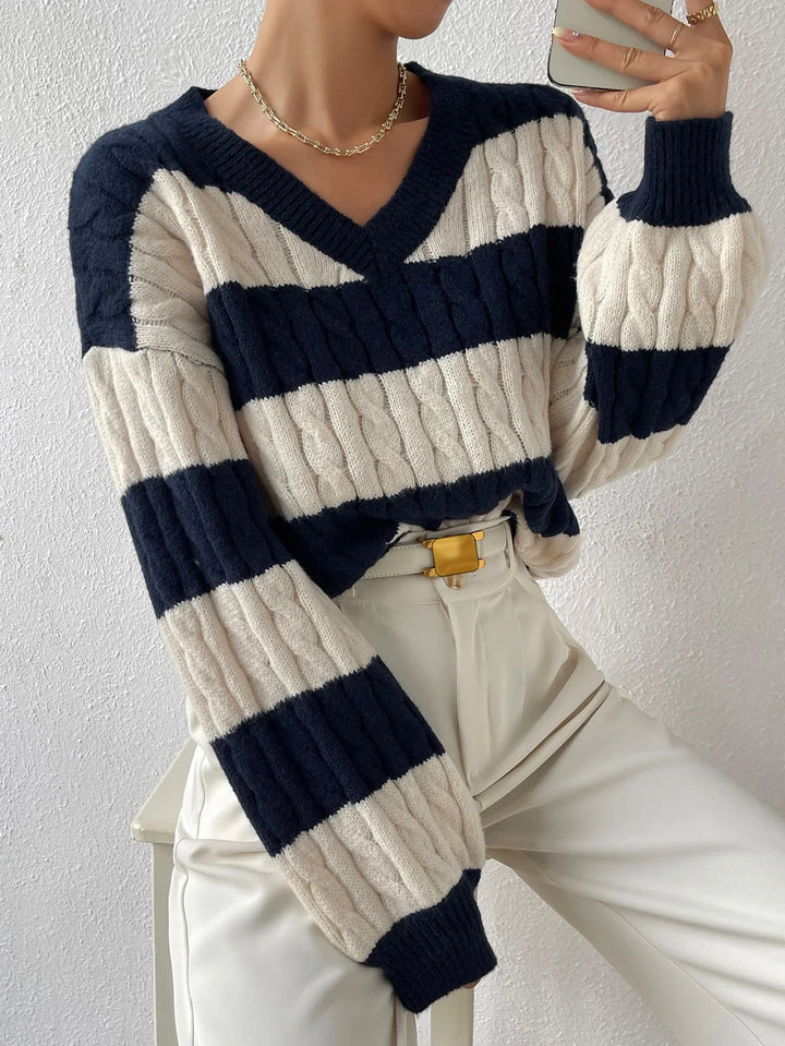 Varsity Lines Cable Knit Jumper