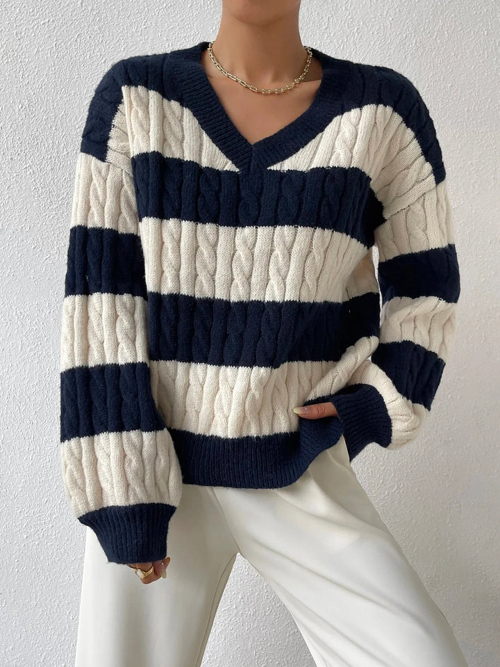 Varsity Lines Cable Knit Jumper