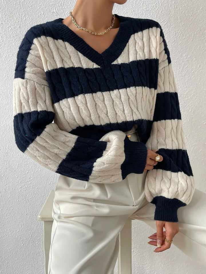 Varsity Lines Cable Knit Jumper