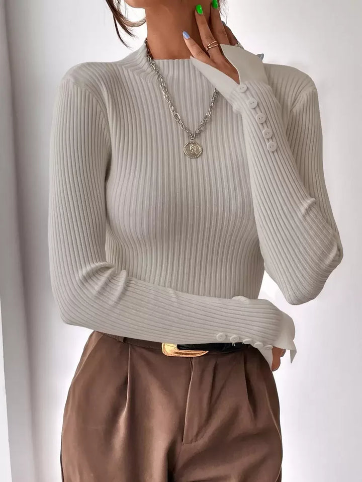 Ribbed Mock Neck Sweater For Fall And Winter Comfort Daily