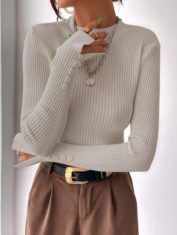 Ribbed Mock Neck Sweater For Fall And Winter Comfort Daily