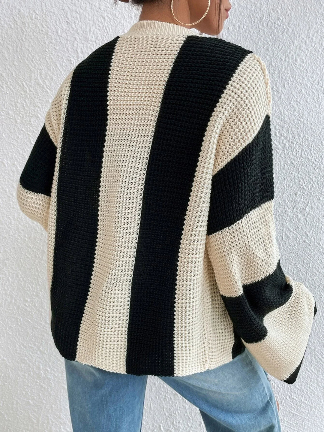 Bold Lines Waffle Knit Cardigan