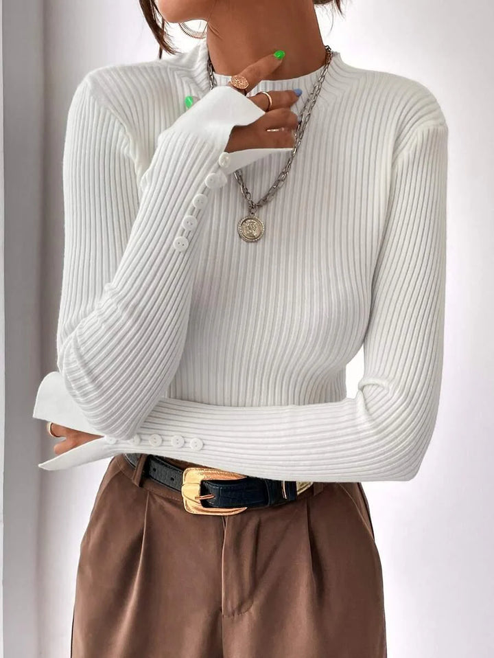 Ribbed Mock Neck Sweater For Fall And Winter Comfort Daily