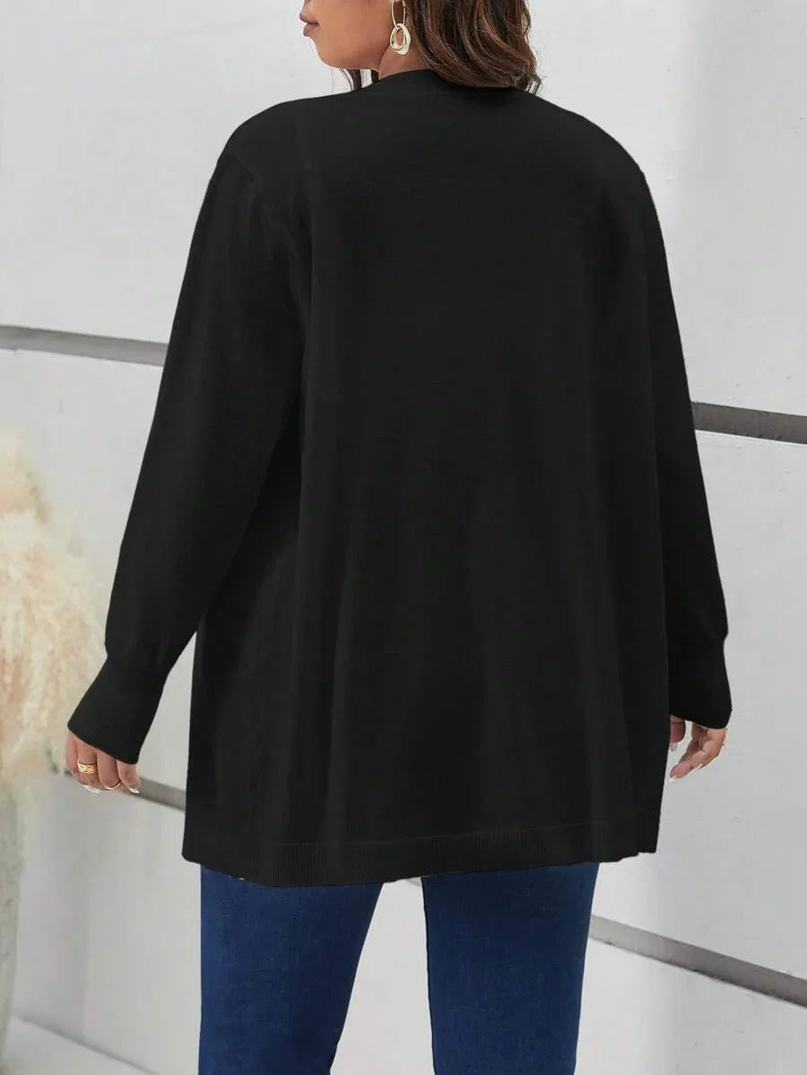 Plus Size Open Front Cardigan Cozy Knit For Fall Everyday