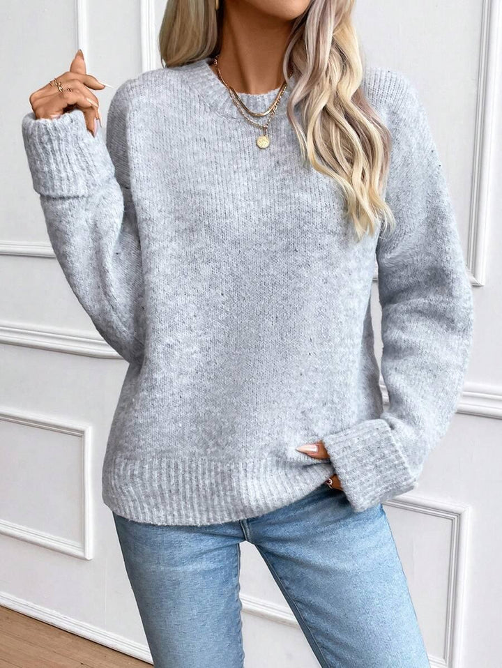 Solid Color Long Sleeve Sweater Cozy Everyday Knit Pullover