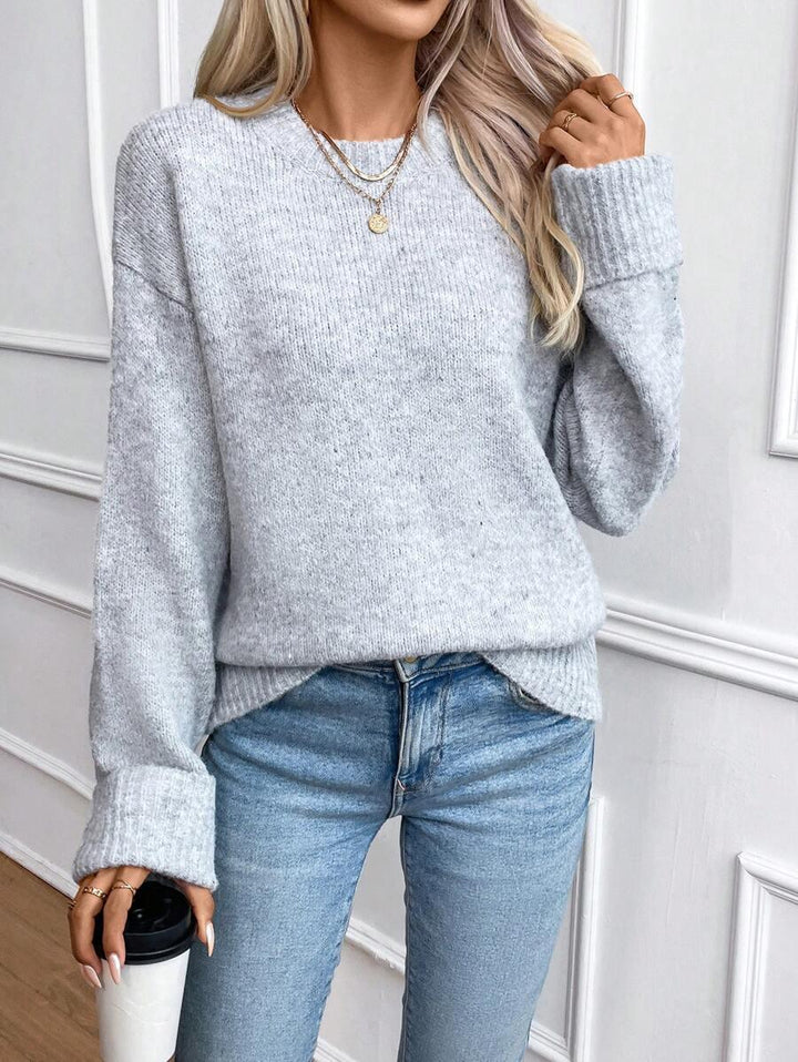 Solid Color Long Sleeve Sweater Cozy Everyday Knit Pullover
