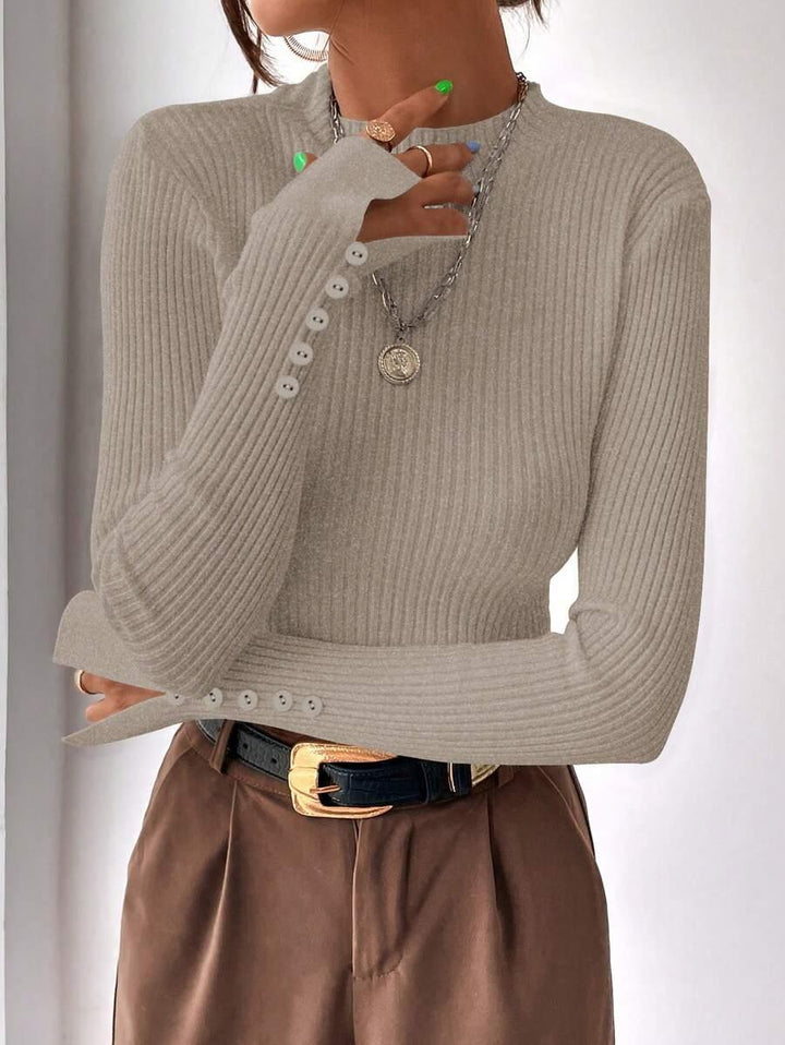 Ribbed Mock Neck Sweater For Fall And Winter Comfort Daily