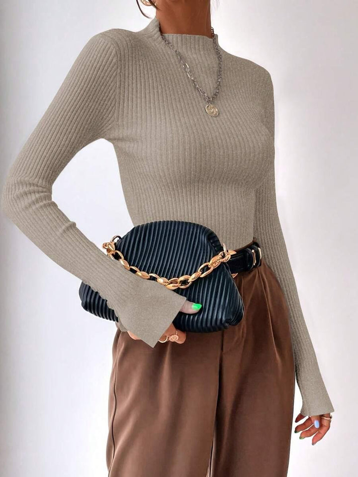 Ribbed Mock Neck Sweater For Fall And Winter Comfort Daily