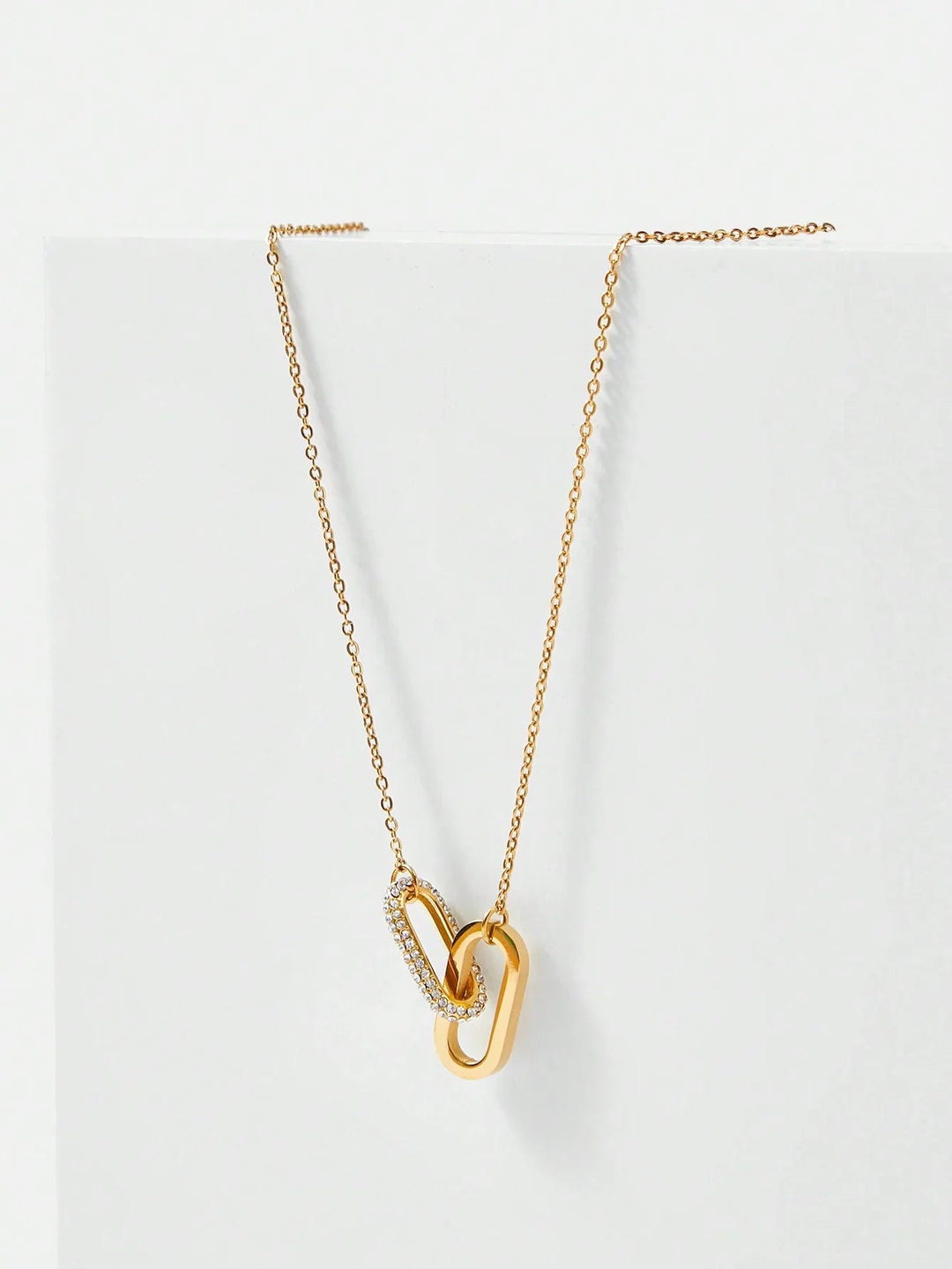 Gold Plated Cubic Zirconia Geometric Necklace Elegant Shine