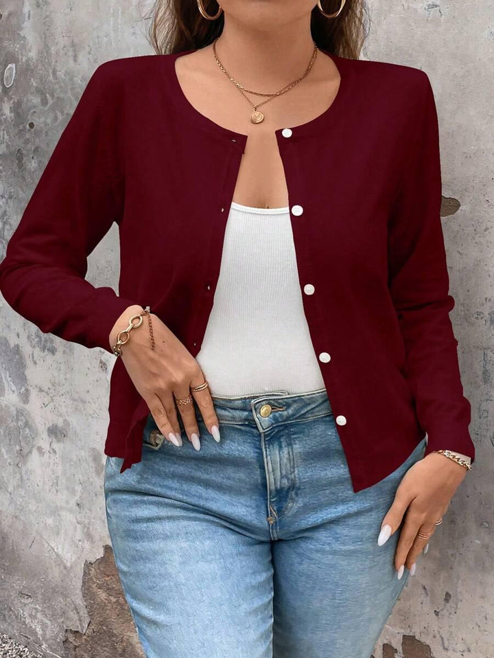 Plus Size Cardigan Apricot Long Sleeve Single Breasted Cozy