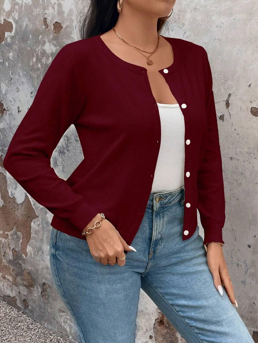 Plus Size Cardigan Apricot Long Sleeve Single Breasted Cozy