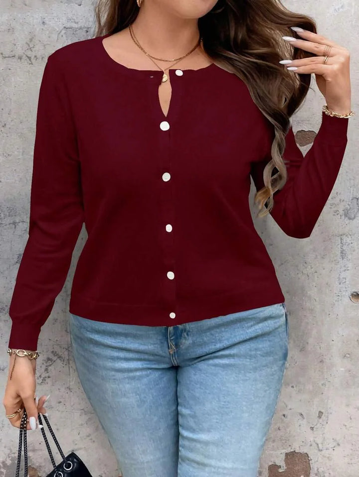 Plus Size Cardigan Apricot Long Sleeve Single Breasted Cozy