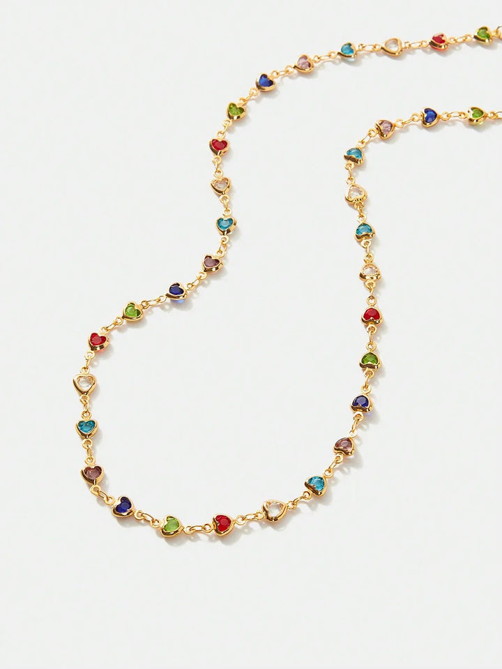 Sweet Heart Necklace Gold Plated Delicate Chain Sparkle