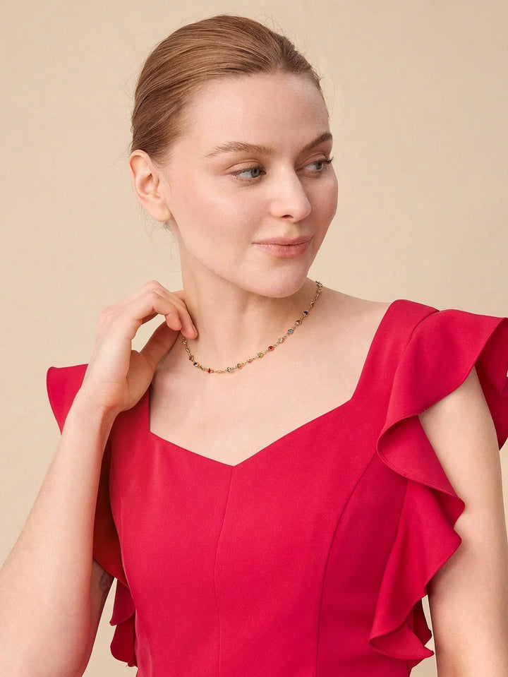 Sweet Heart Necklace Gold Plated Delicate Chain Sparkle