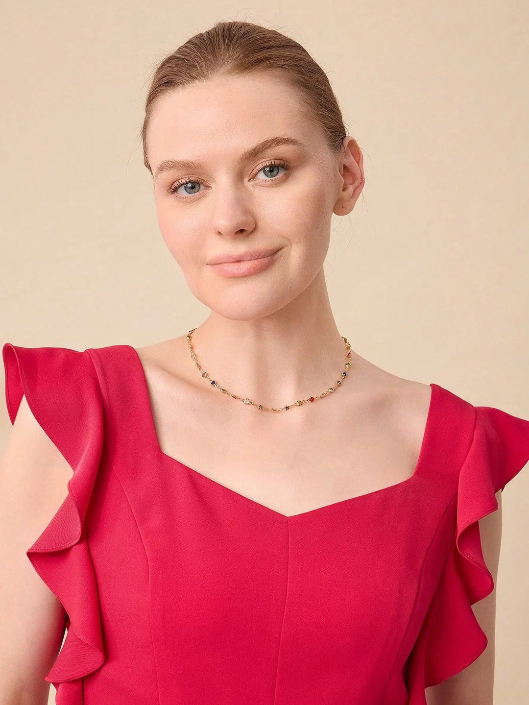 Sweet Heart Necklace Gold Plated Delicate Chain Sparkle