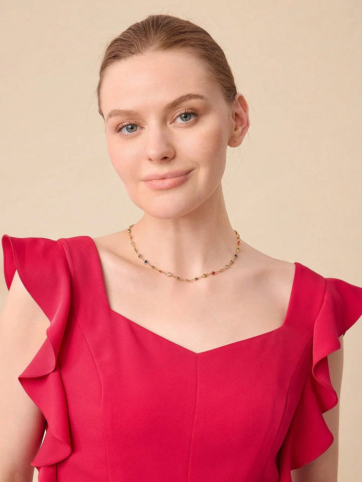 Sweet Heart Necklace Gold Plated Delicate Chain Sparkle