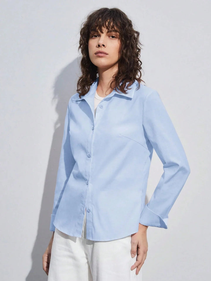 Turndown Collar Long Sleeve Shirt Casual Fit Everyday Wear