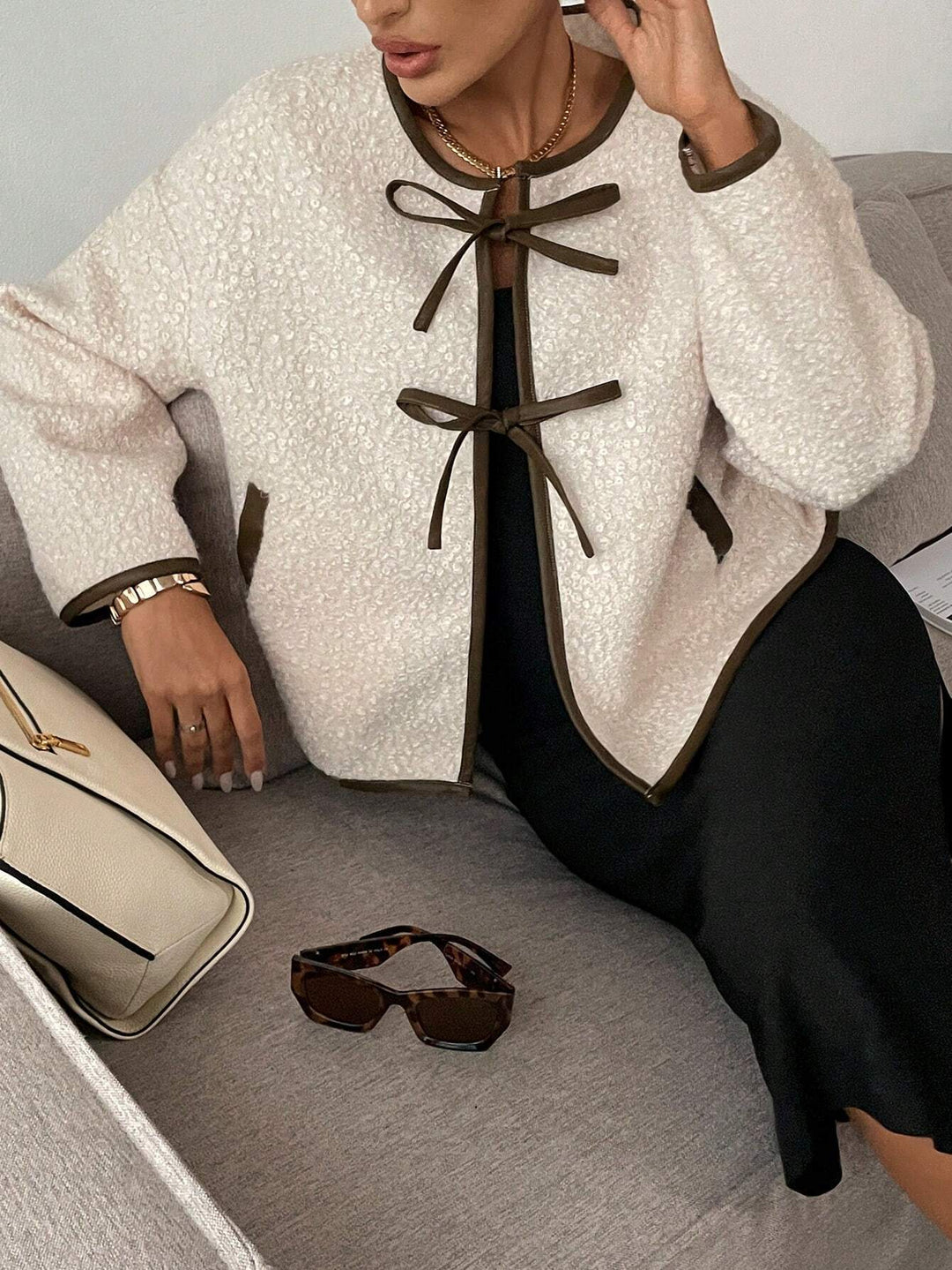 Café Society Contrast Bow Jacket