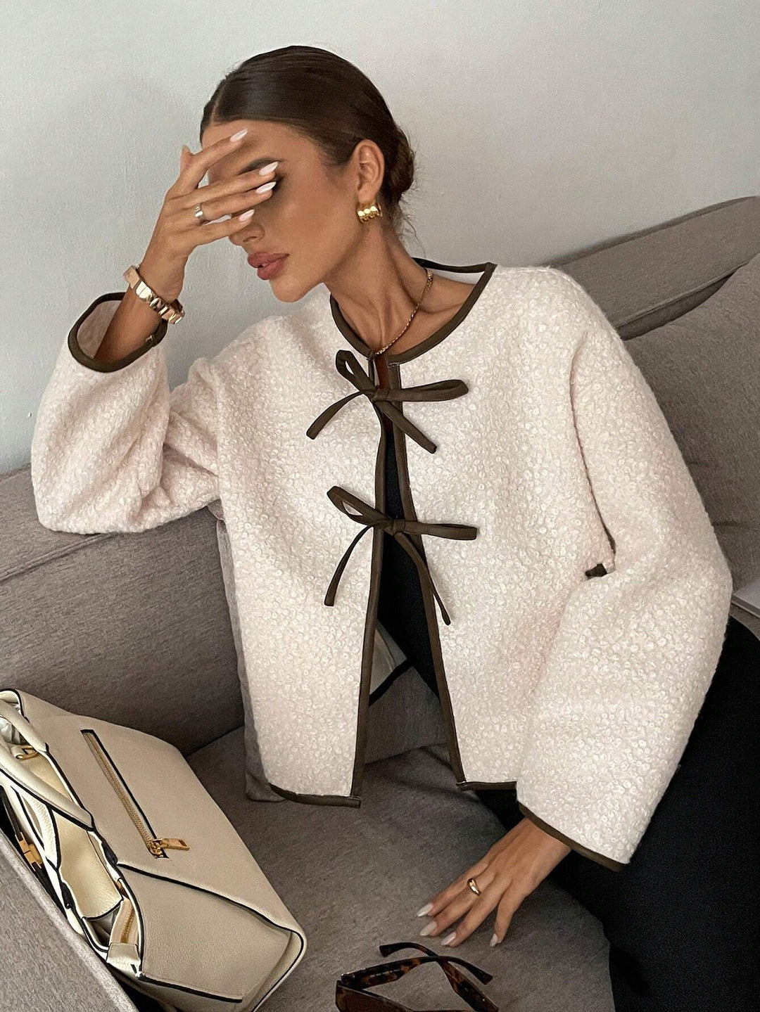 Café Society Contrast Bow Jacket