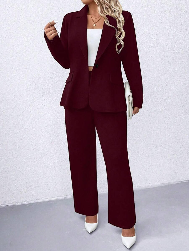 Plus Size Navy Blazer Notched Collar Office Ready Essential