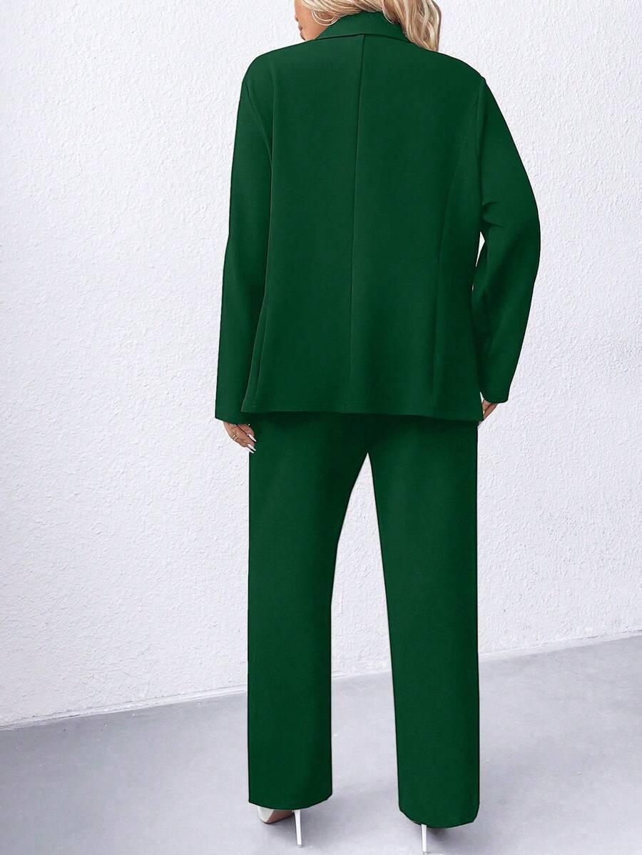 Plus Size Navy Blazer Notched Collar Office Ready Essential