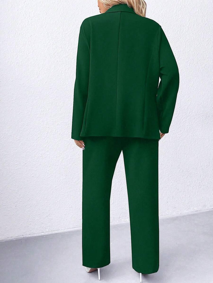 Plus Size Navy Blazer Notched Collar Office Ready Essential