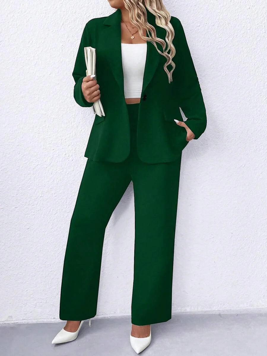 Plus Size Navy Blazer Notched Collar Office Ready Essential