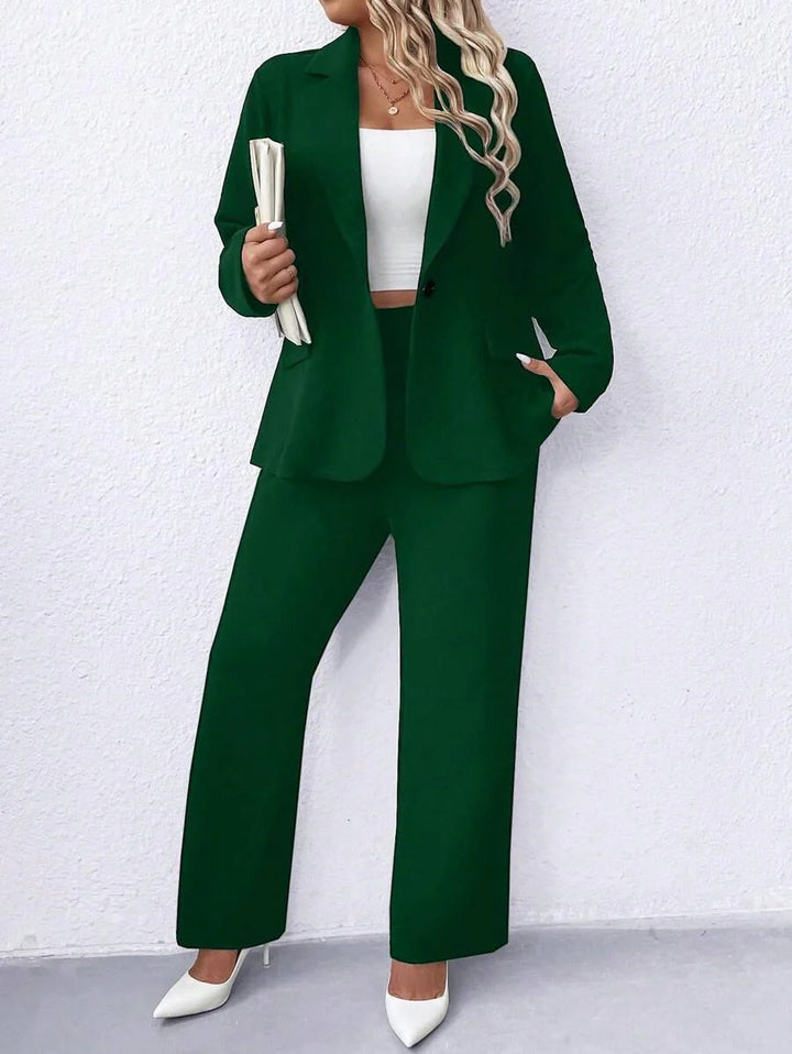 Plus Size Navy Blazer Notched Collar Office Ready Essential