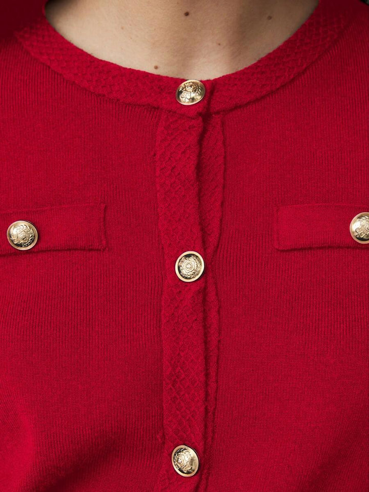 Knit Cardigan With Button Front For Workwear Comfort