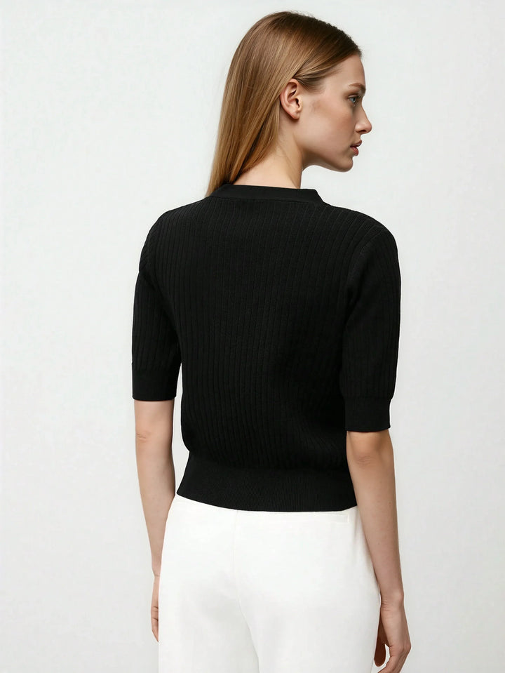 V Neck Knit Sweater For Warmth And Versatile Office Wear