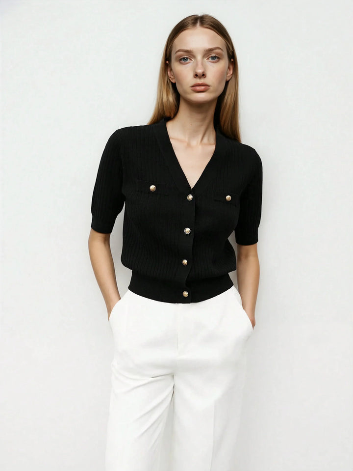 V Neck Knit Sweater For Warmth And Versatile Office Wear