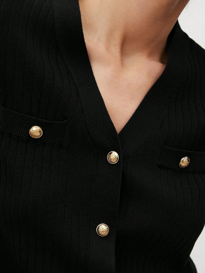V Neck Knit Sweater For Warmth And Versatile Office Wear