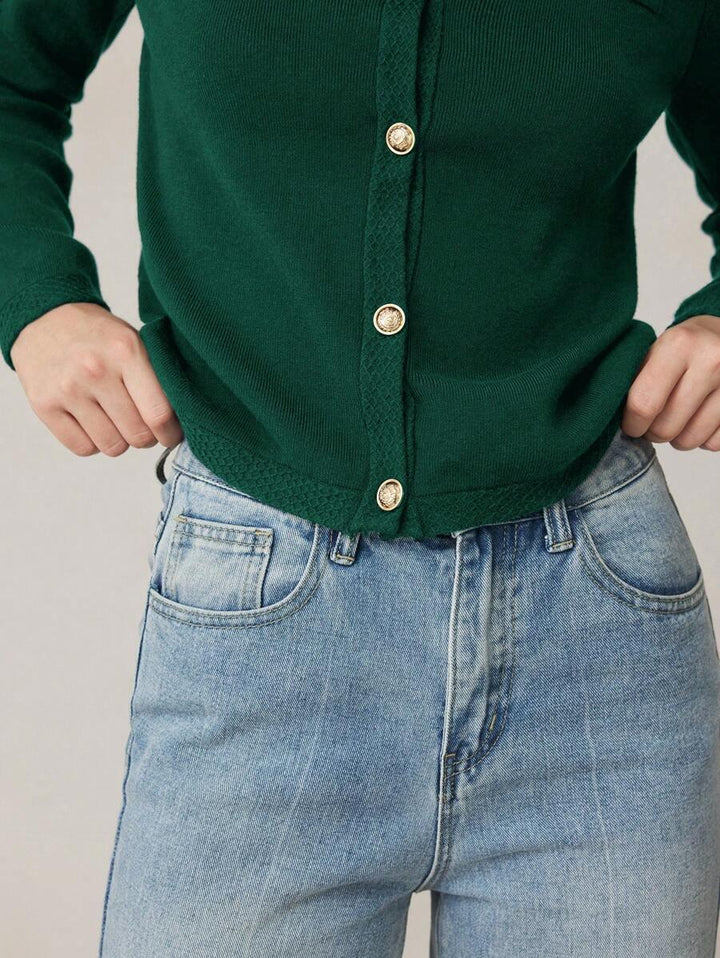 Knit Cardigan With Button Front For Workwear Comfort