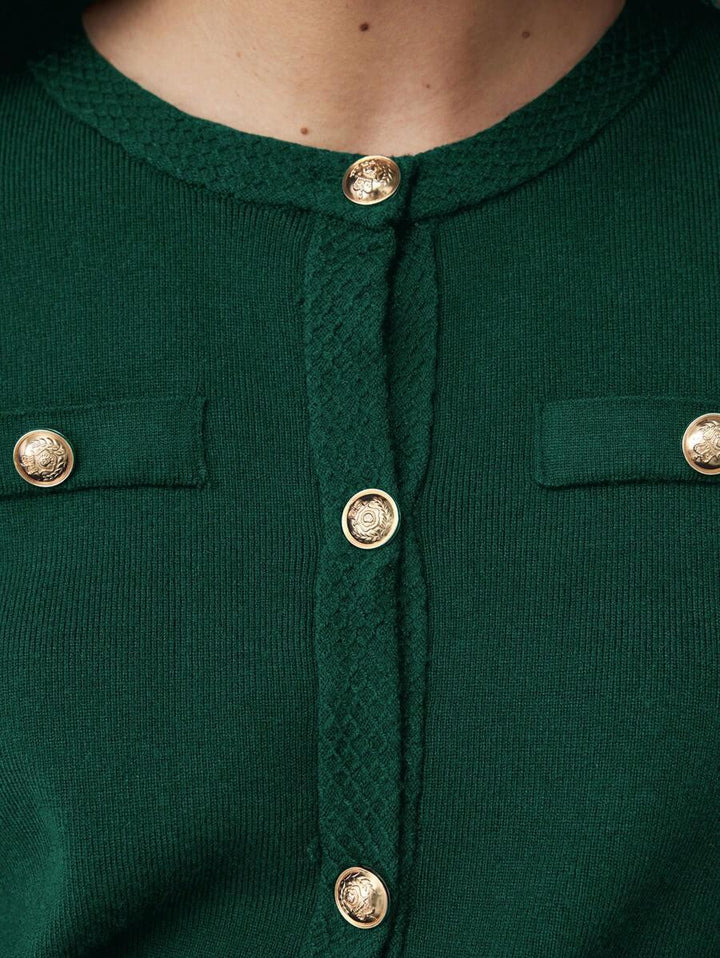 Knit Cardigan With Button Front For Workwear Comfort