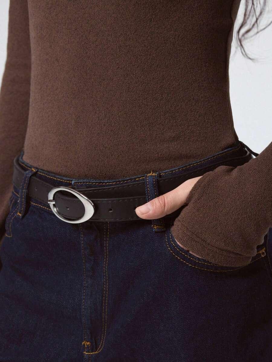 Solid Color Long Sleeve Tee Fitted Casual Round Neck