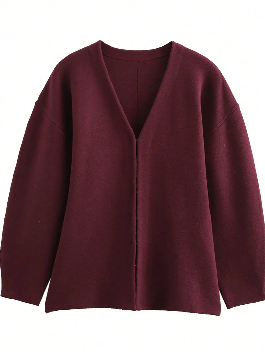 Bordeaux Cinch Button-Up Knit Top