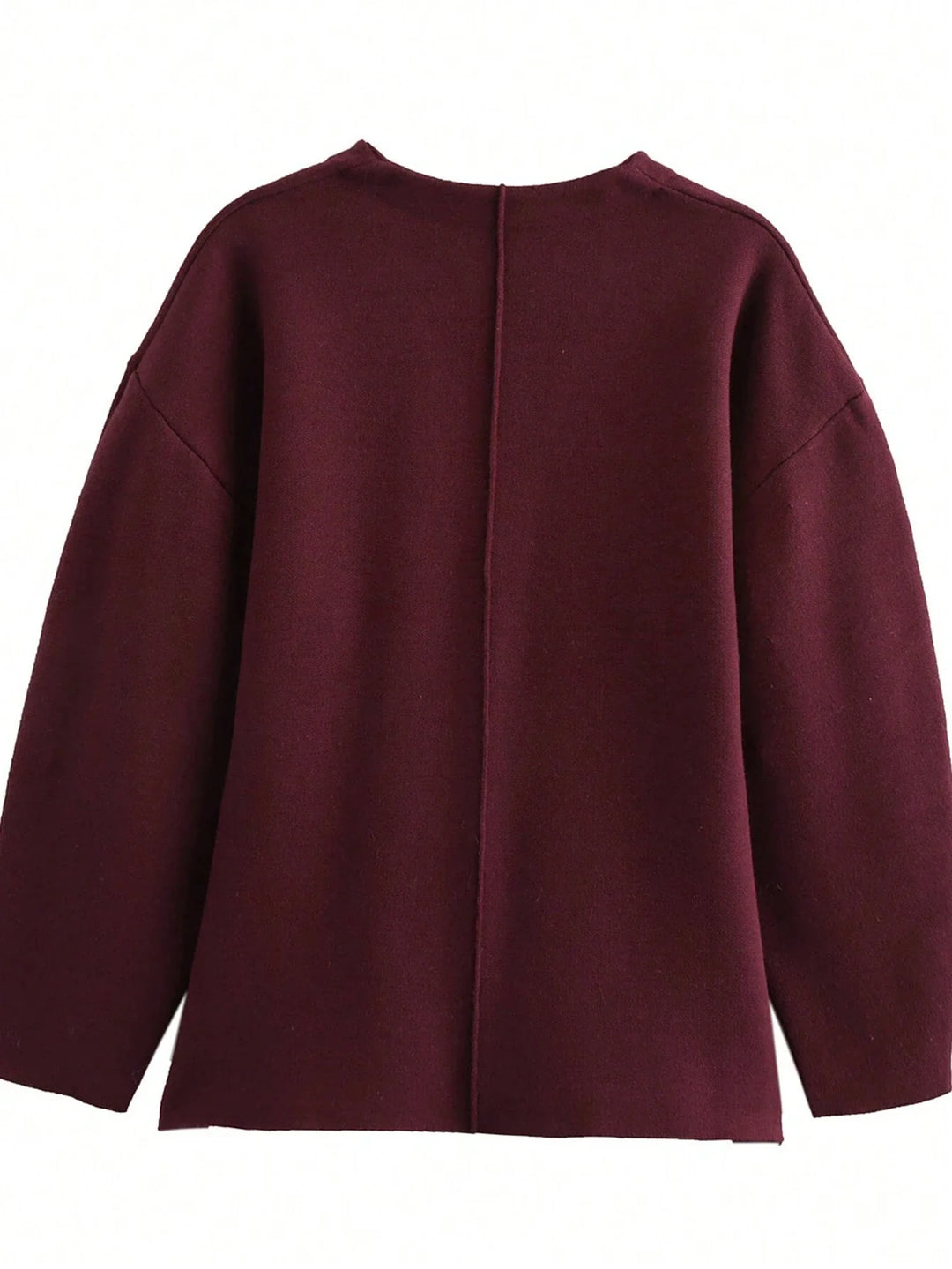 Bordeaux Cinch Button-Up Knit Top