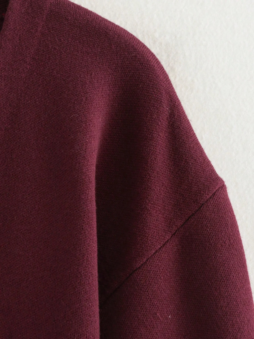 Bordeaux Cinch Button-Up Knit Top